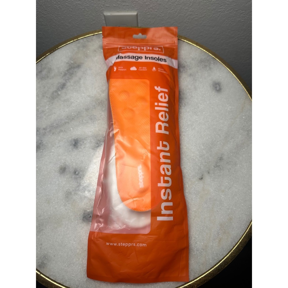 Stepprs Massage Insoles Orange White Arch Support Shock Mens 9 Womens 10